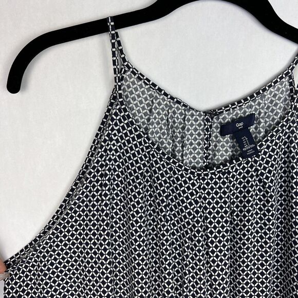 Gap Geo Print Romper Womens L Blue Drop Waist Sleeveless Lounge Flowy Jumpsuit - Picture 6 of 14